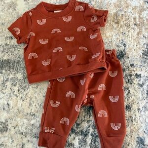 Cat & Jack Rust Baby Outfit with Rainbow Design